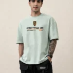 Men's Drop Shoulder Back Print Tshirts - Cool Green