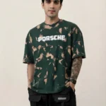 Men's Drop Shoulder Back Print Tshirts - Forest Green