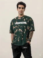Men's Drop Shoulder Back Print Tshirts - Forest Green
