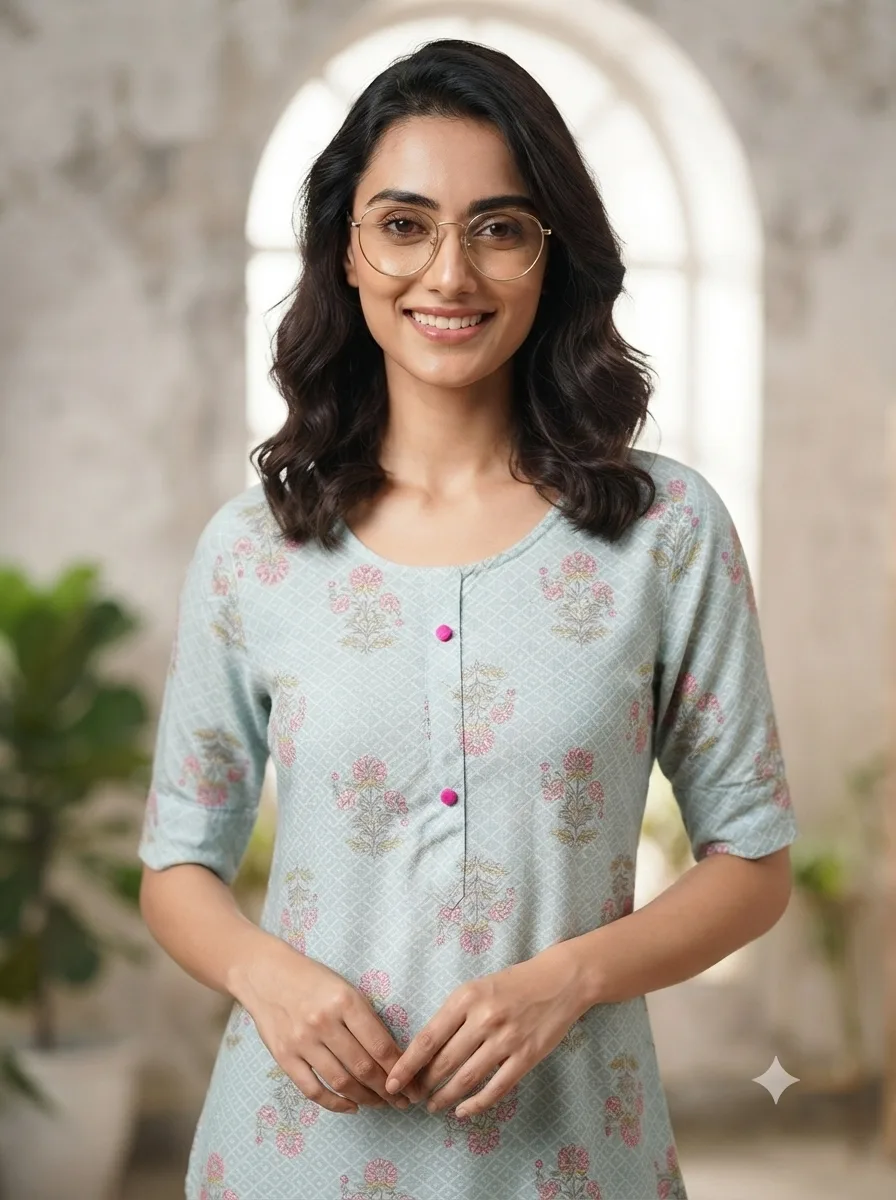 1787928128732 Women's Printed Open Kurti Top - Image 1