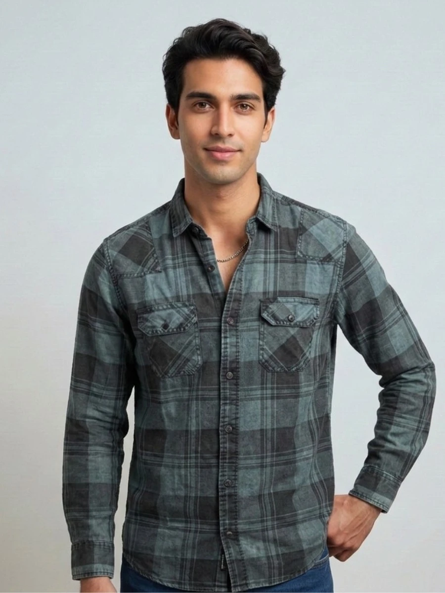 18 (1) Men's Acid Wash Shirts - Image 1