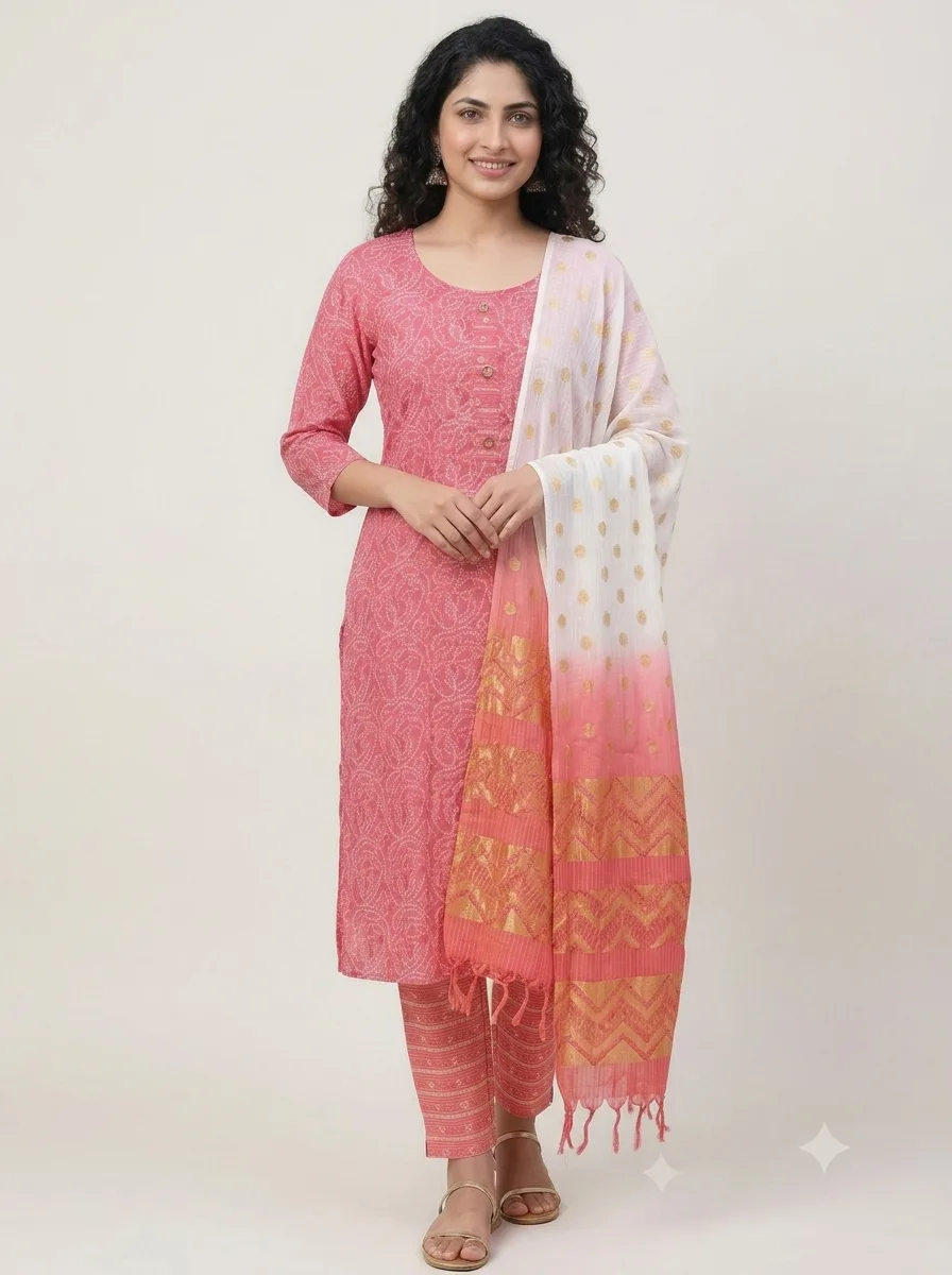Brandways Women Kurti Set 1786012335807a Women Trendy Kurti Set - Cotton - Image 1