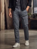 Men's Bluish Grey Adventure Cargo Trousers