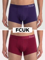 2 Pack FCUK Trunks For Men - TAN.RED & CR.JEWEL