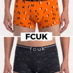 2 Pack FCUK Trunks For Men - PRINTED SCAR.IBIS & JET BLACK