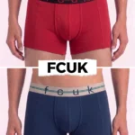 2 Pack FCUK Trunks For Men - HA.RED & D.SAPPHIRE