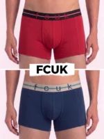 2 Pack FCUK Trunks For Men - HA.RED & D.SAPPHIRE