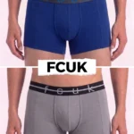 2 Pack FCUK Trunks For Men - UL.GREY & TRUE BLUE