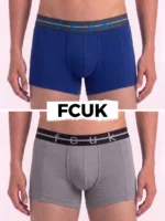 2 Pack FCUK Trunks For Men - UL.GREY & TRUE BLUE