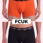 2 Pack FCUK Trunks For Men - JET BLACK & SCAR.IBIS