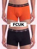 2 Pack FCUK Trunks For Men - JET BLACK & SCAR.IBIS