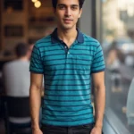 Men's Champion Striped Collar Neck Tshirt