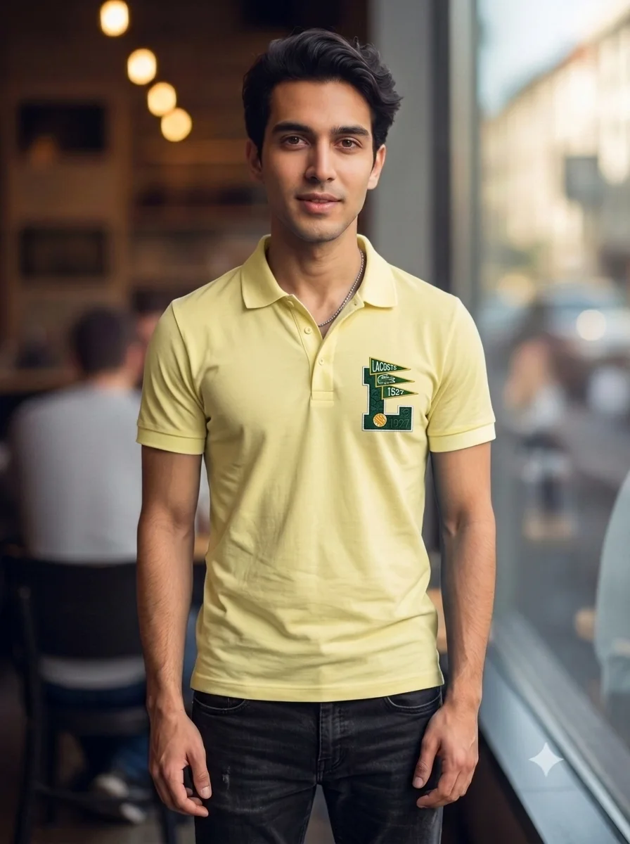 1788487418911 Men's Lacoste Embroidered Collar Neck Tshirt - Image 1