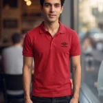 Men's Solid Red Collar Neck Tshirt