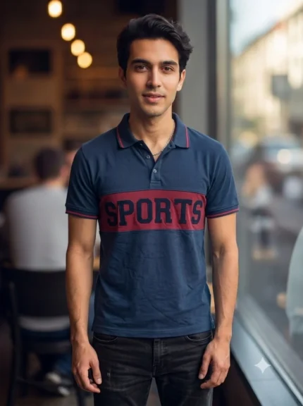 Men's Teamspirit Embroidered Collar Neck Tshirt