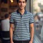 Men's Champion Striped Collar Neck Tshirt
