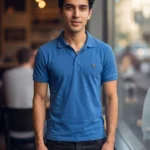 Men's Guess Solid Blue Collar Neck Tshirt