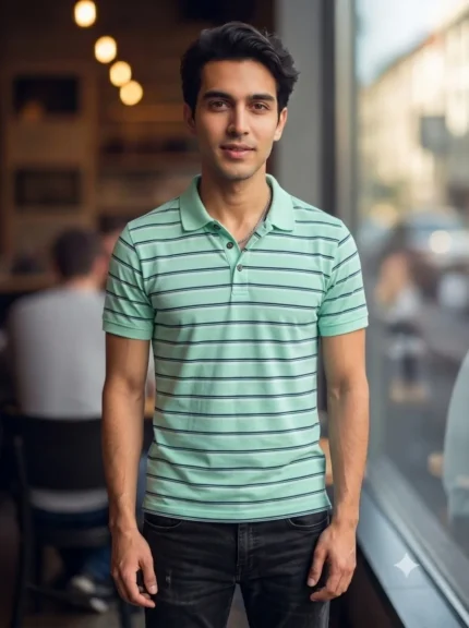 Men's DJC Striped Collar Neck Tshirt
