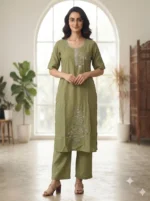 Women's Trendy Premium Roman Silk Kurti Set - Image 2