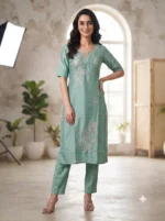 Women's Trendy Premium Roman Silk Kurti Set - Image 2