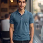 Men's Crocodile Solid Blue Collar Neck Tshirts