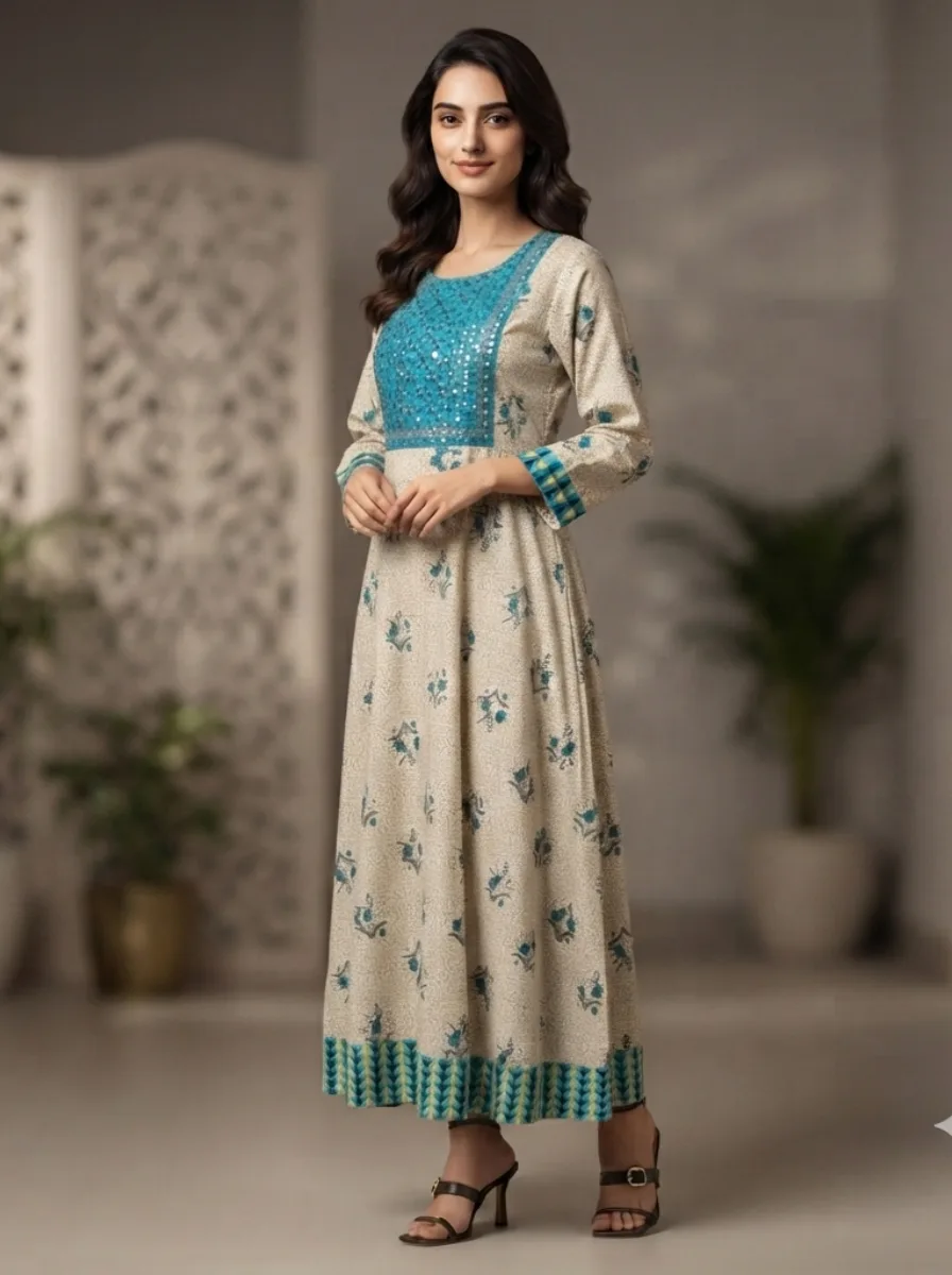 Partywear Kurti 14 Women's Stylish Umbrella Kurtis - Image 1