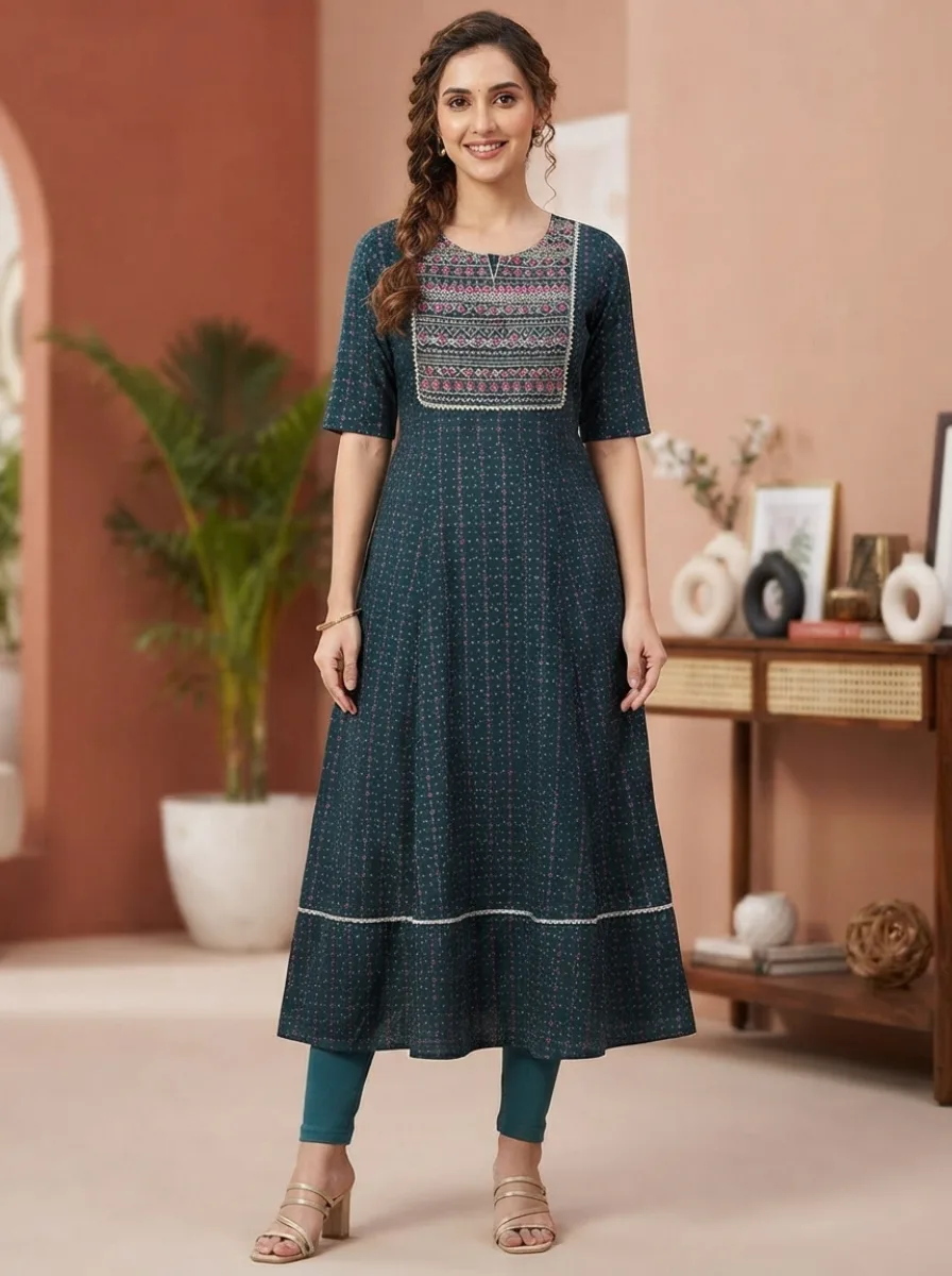 Partywear Kurti 17 Women's Stylish Umbrella Kurtis - Image 1