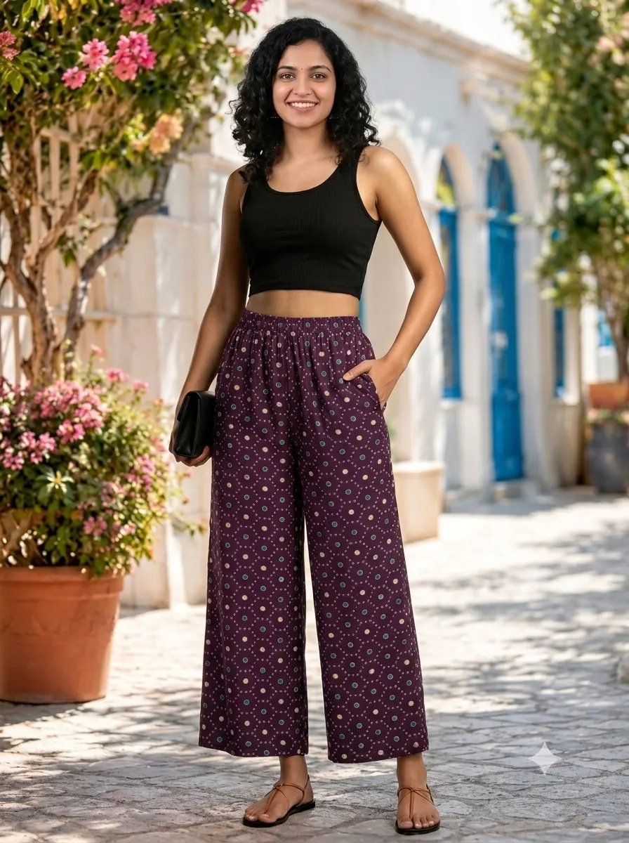 1791121106405 Women's Free Size Trending Printed Palazzo Pants - Image 1