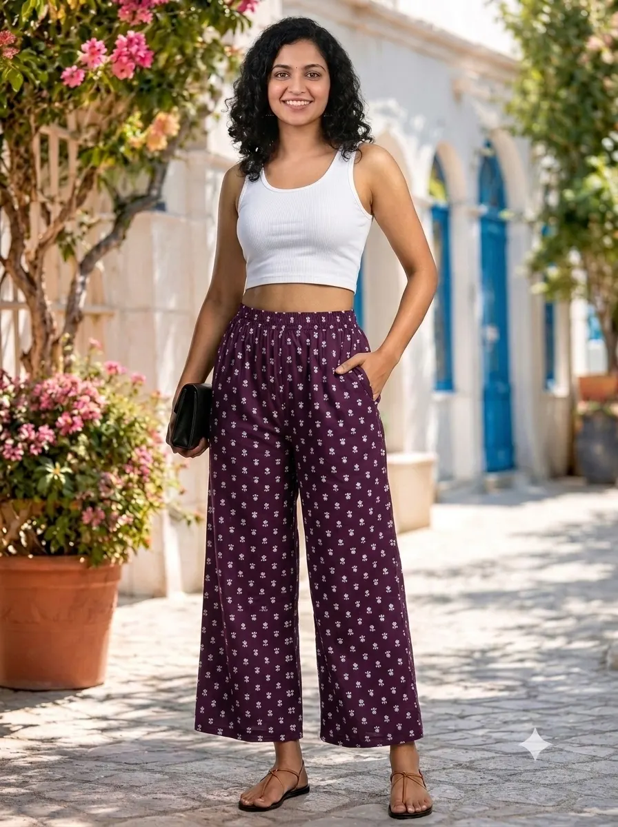 1791126591758 Women's Free Size Trending Printed Palazzo Pants - Image 1